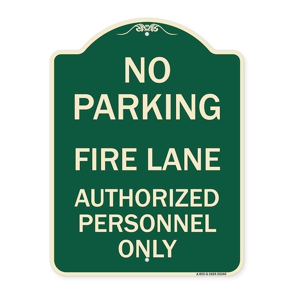Parking Fire Lane Authorized Personnel Heavy-Gauge Aluminum Sign, 24" x 18", G-1824-23340